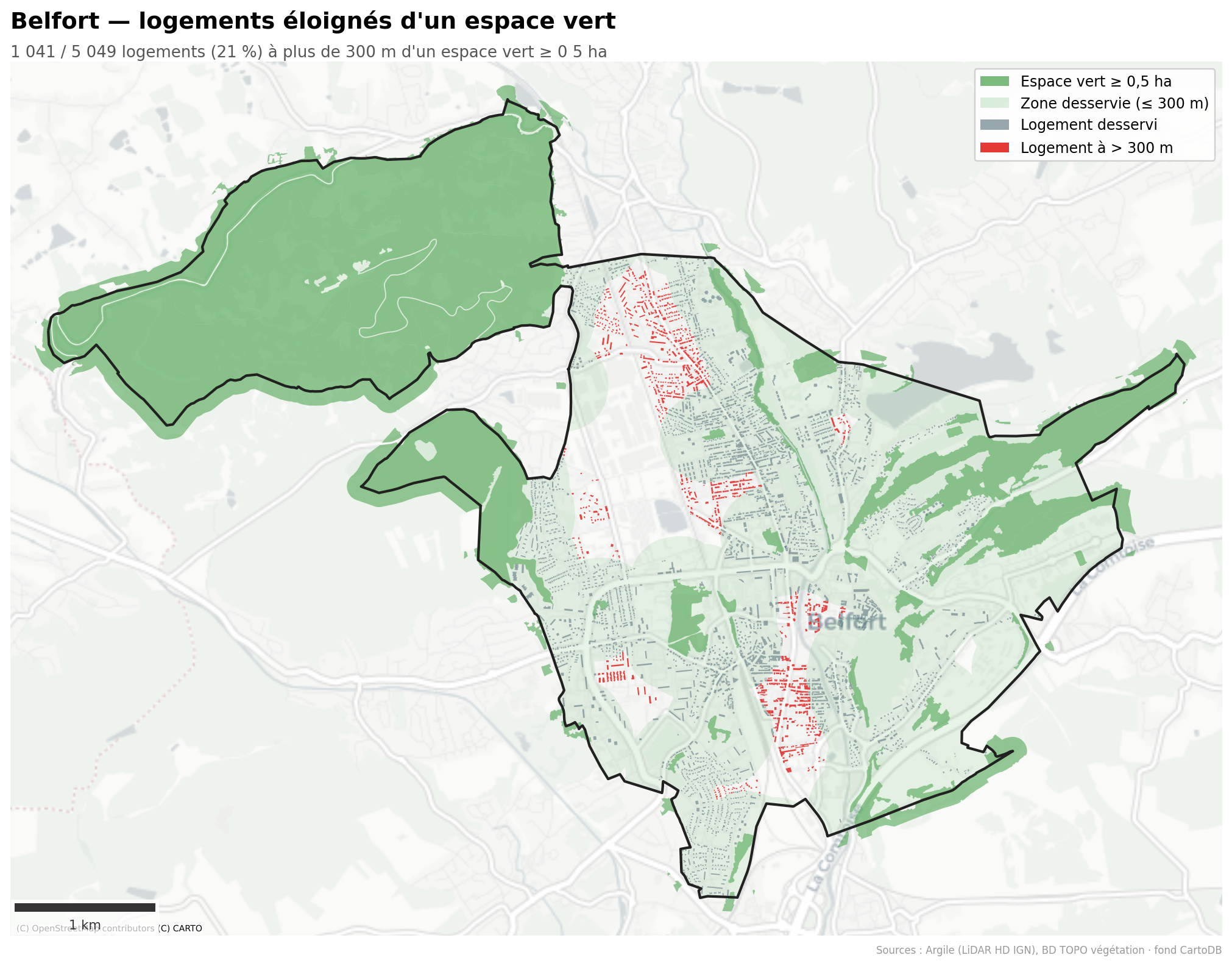 La canopée par quartier (IRIS), Bourgogne-Franche-Comté