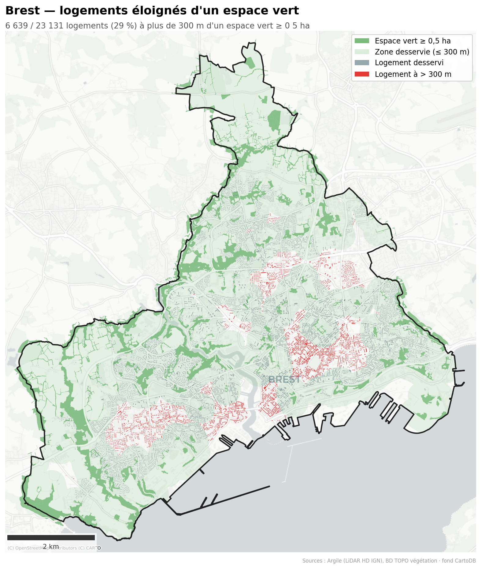 La canopée par quartier (IRIS), Bretagne