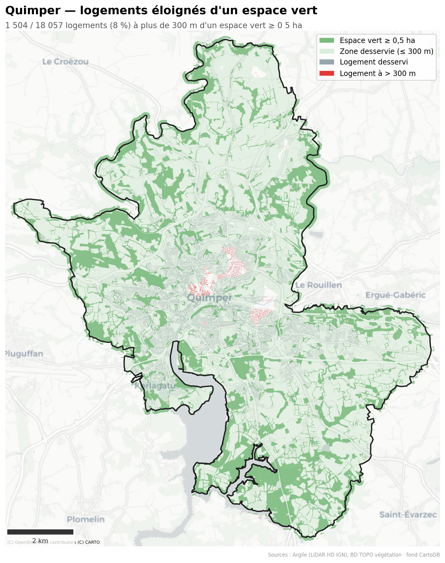 La canopée par quartier (IRIS), Bretagne