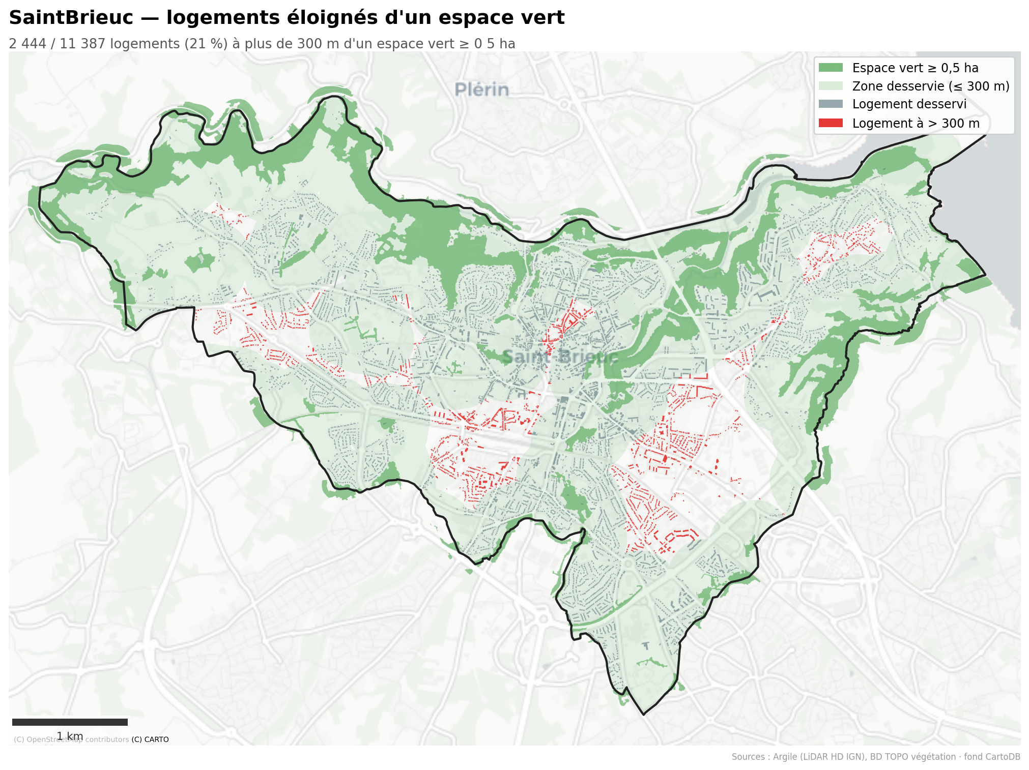 La canopée par quartier (IRIS), Bretagne