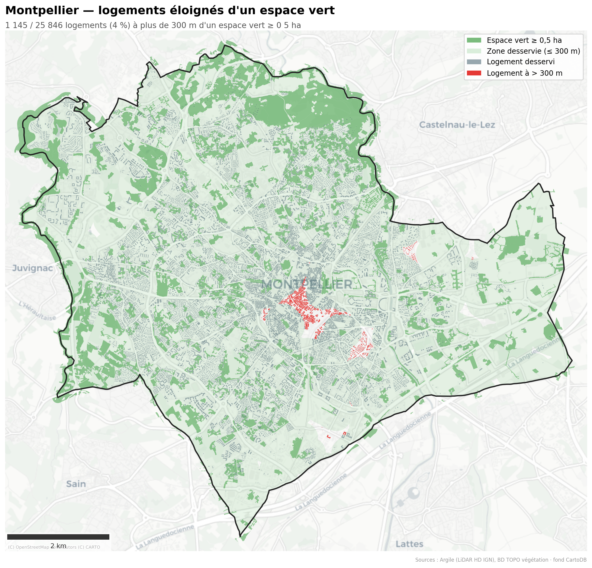 La canopée par quartier (IRIS), Occitanie