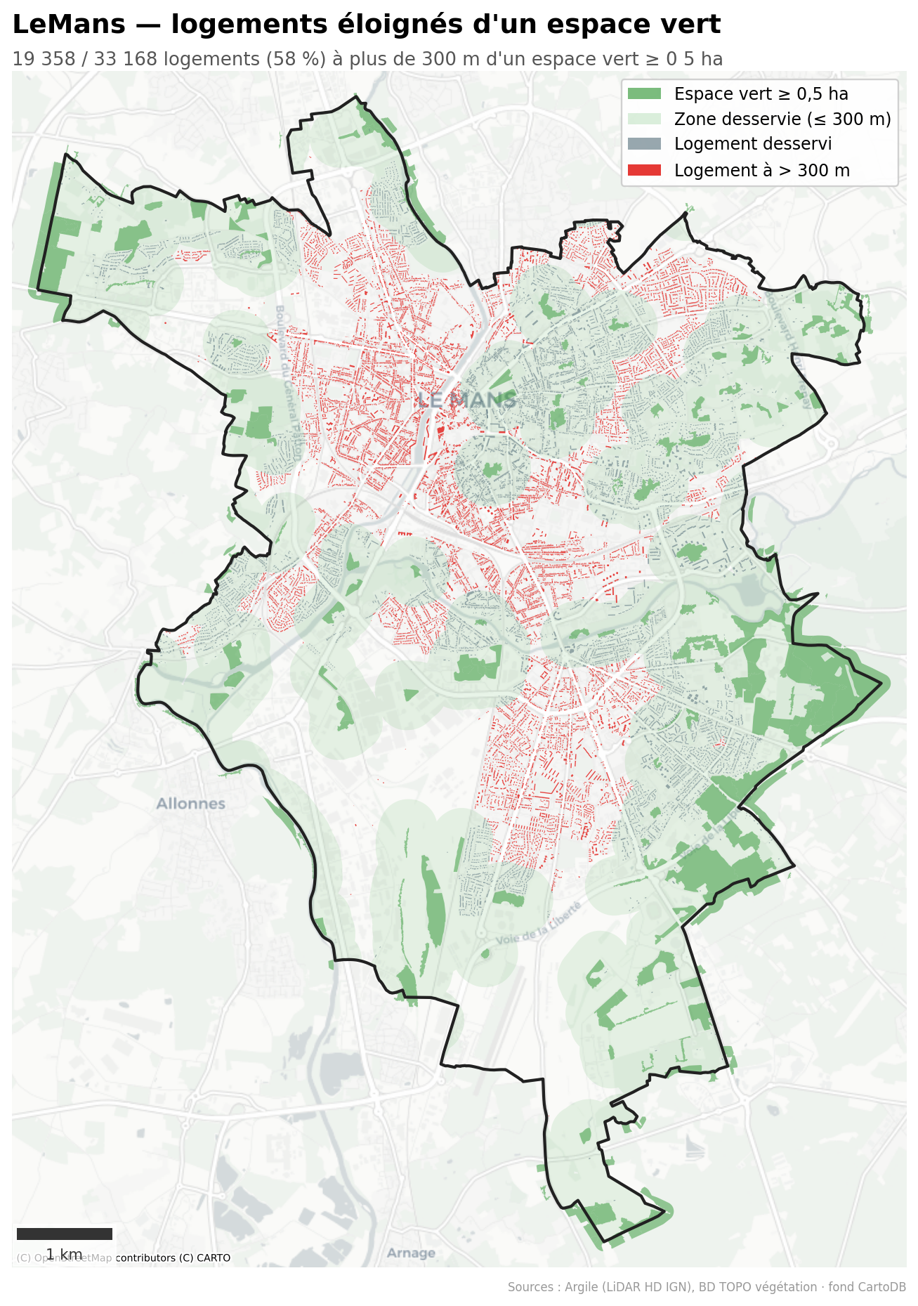La canopée par quartier (IRIS), Pays de la Loire