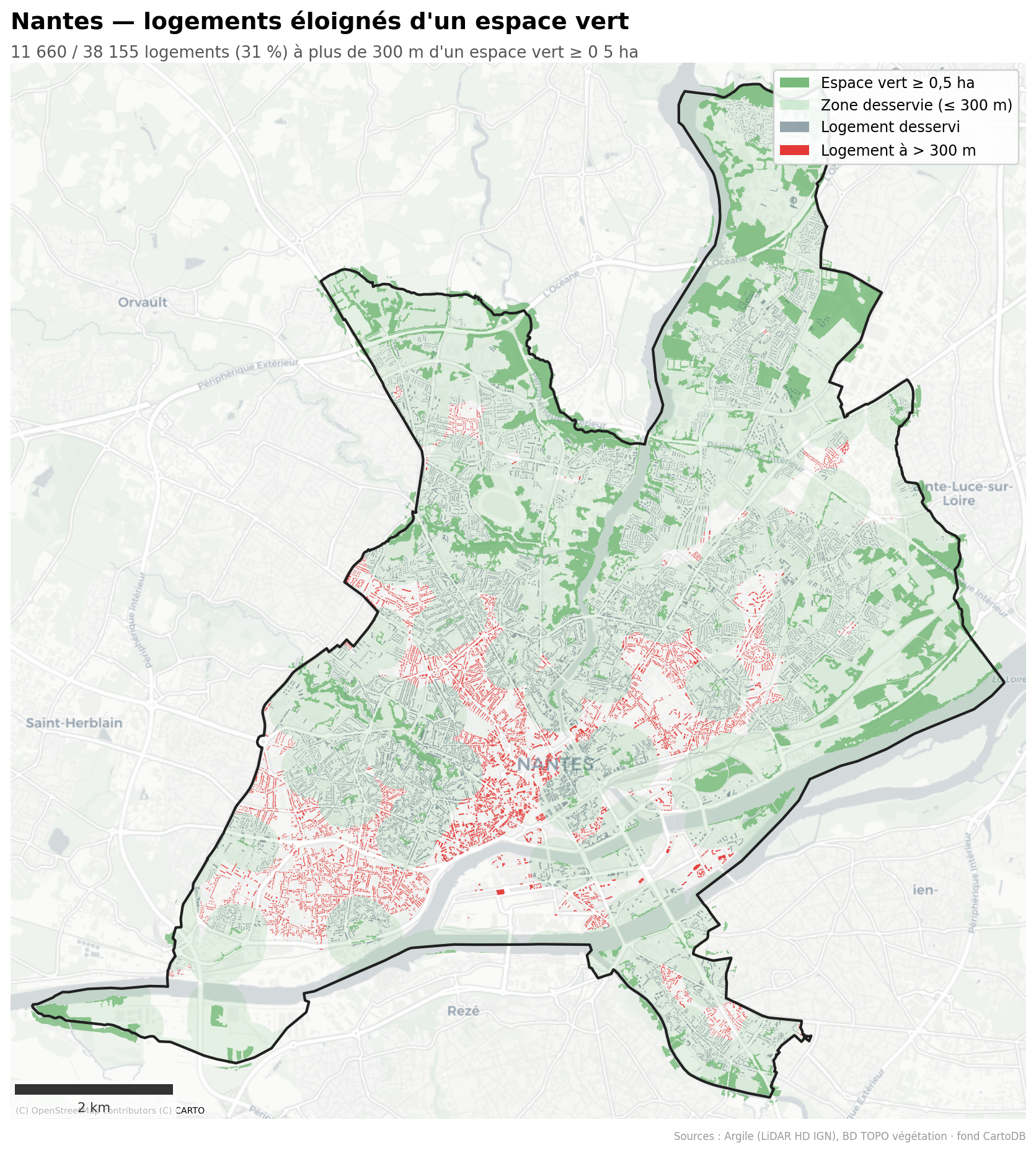 La canopée par quartier (IRIS), Pays de la Loire