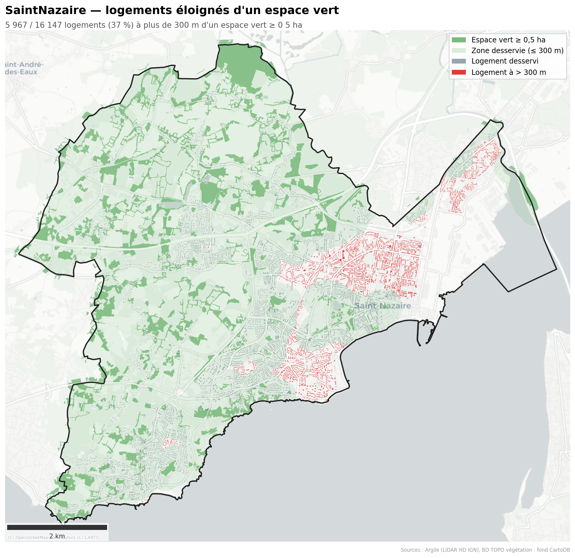 La canopée par quartier (IRIS), Pays de la Loire