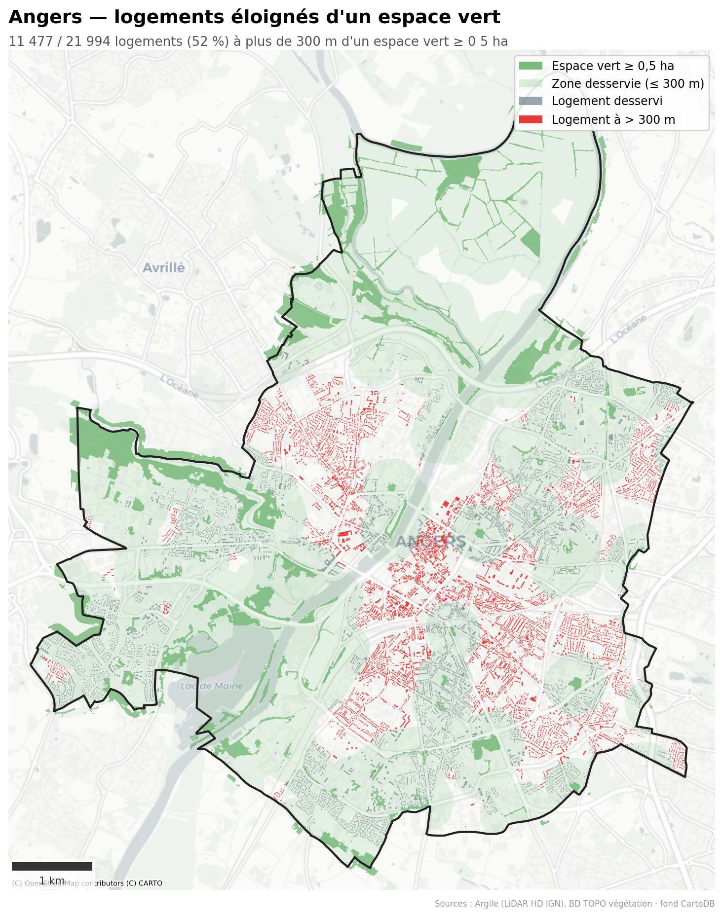 La canopée par quartier (IRIS), Pays de la Loire